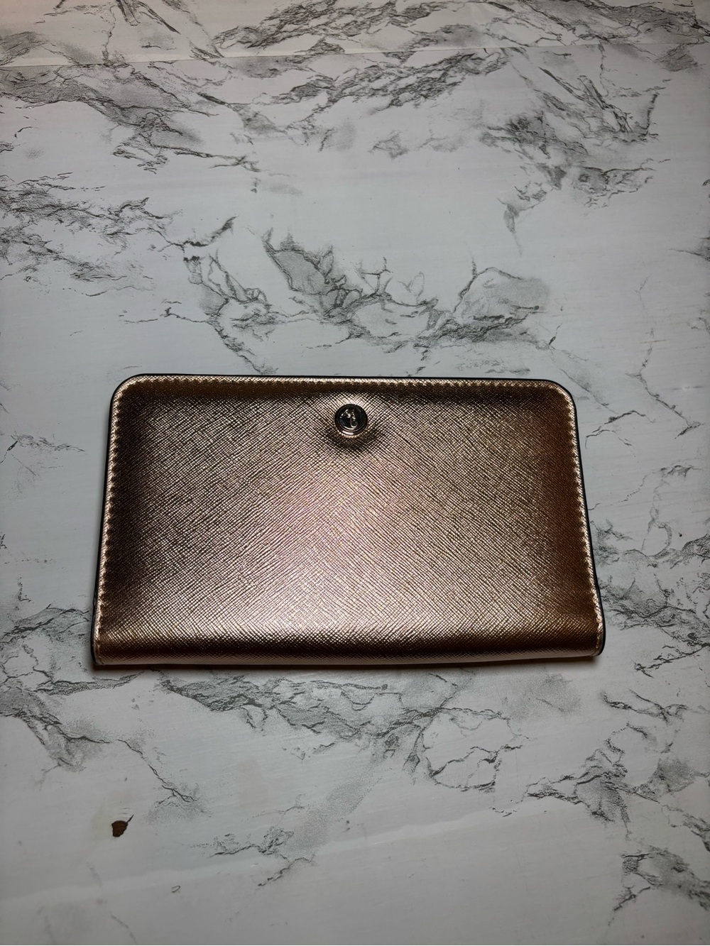 Nine West Metallic Rose Gold Zip-Around Wallet